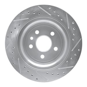 Volvo XC60 Brake Rotor (1) - Rear Left - R1 Concepts - Drilled & Slotted - Silver - `10-`17